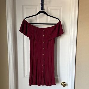 Elegant Off-Shoulder Burgundy Dress
